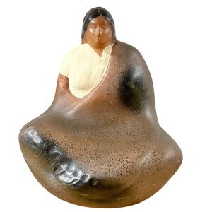 Vintage Eduardo Vega Red Clay Native American Woman Southwestern Ceramic 6”
